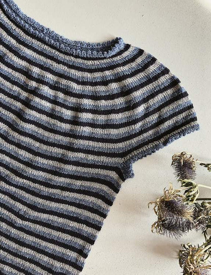 Striped summer top, summer knit in wool and cotton - Önling Nordic knitting patterns and yarn