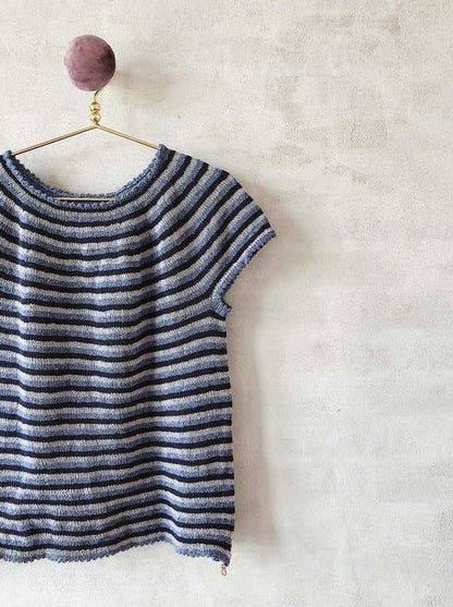 Striped summer top, summer knit in wool and cotton - Önling Nordic knitting patterns and yarn