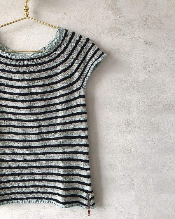 Striped summer top, summer knit in wool and cotton - Önling Nordic knitting patterns and yarn
