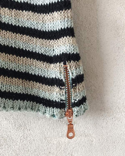 Striped summer top, summer knit in wool and cotton - Önling Nordic knitting patterns and yarn