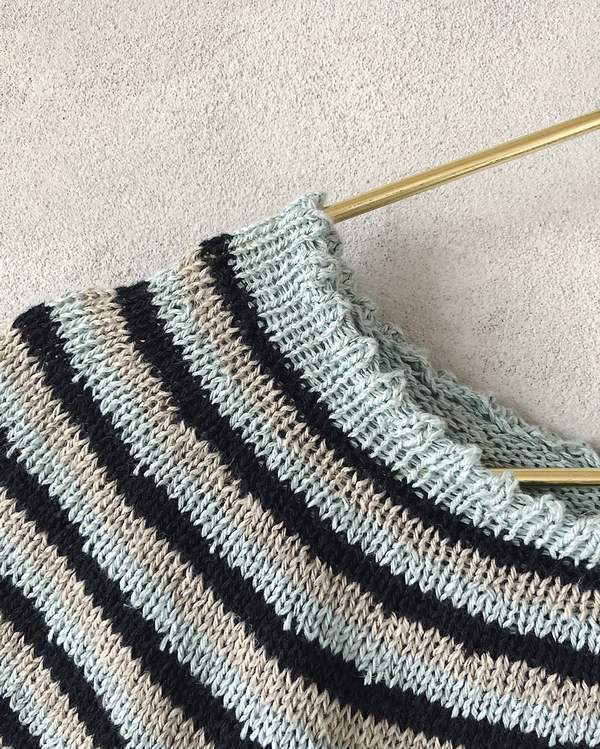 Striped summer top, summer knit in wool and cotton - Önling Nordic knitting patterns and yarn
