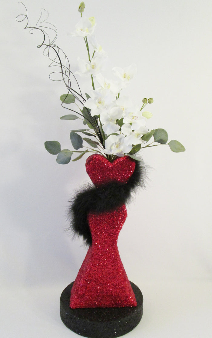 Styrofoam Dress shape form & silks centerpiece - Designs by Ginny