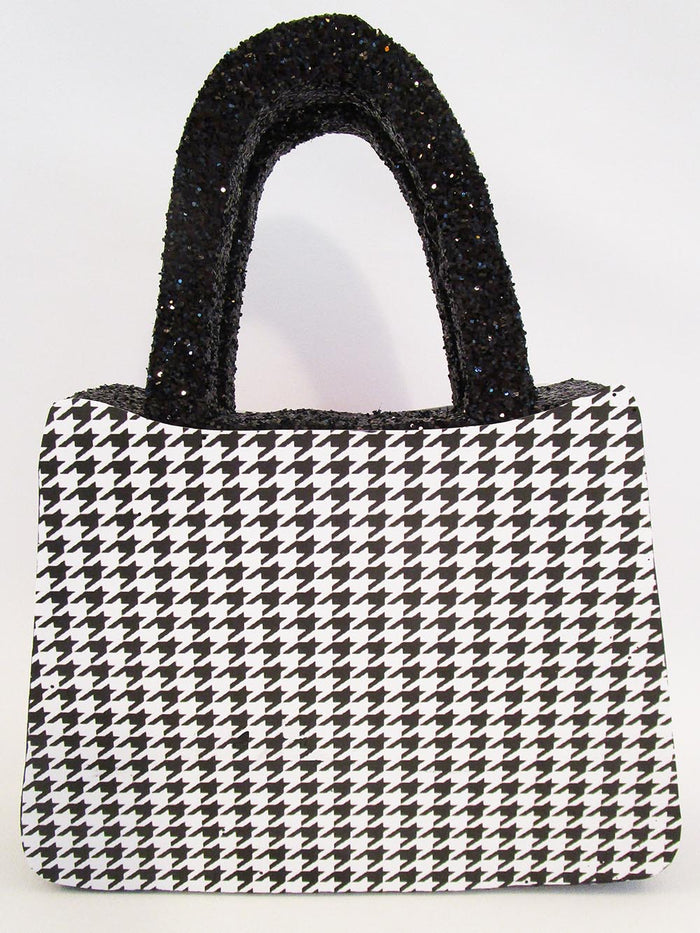 black and white herringbone Styrofoam purse CENTERPIECE - Designs by Ginny