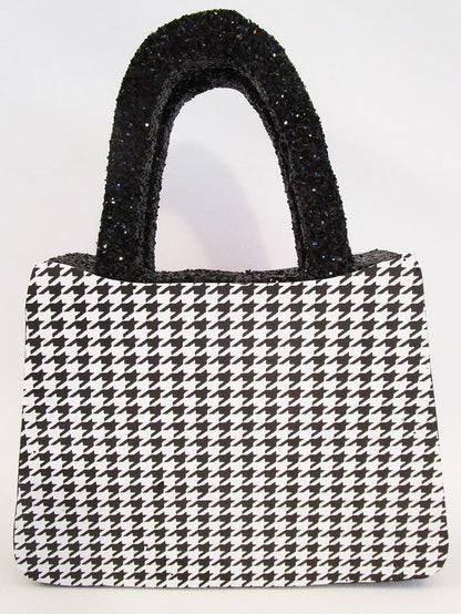 black and white herringbone Styrofoam purse CENTERPIECE - Designs by Ginny