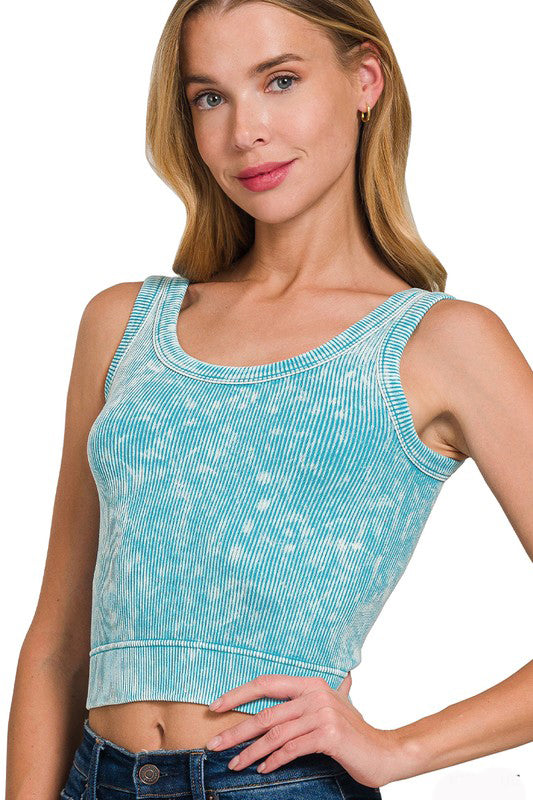 Summer Heat Scoop Neck Crop Tank-Turquoise-SMALL/MEDIUM-Cute-Trendy-Shop-Womens-Boutique-Clothing-Store