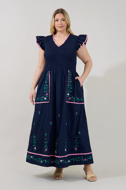 Sunfire Tiered Midi Dress Bermin Floral Curve