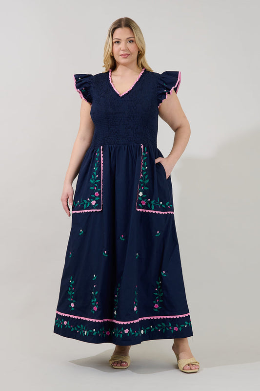 Sunfire Tiered Midi Dress Bermin Floral Curve