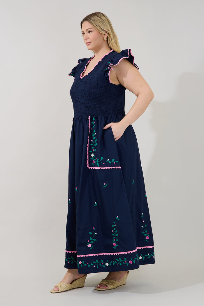 Sunfire Tiered Midi Dress Bermin Floral Curve