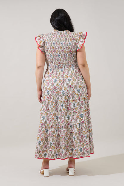Sunfire Tiered Midi Dress Kathy Floral Curve