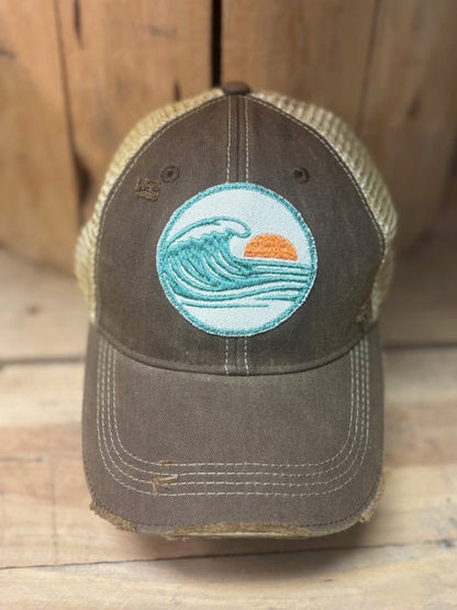 Sunset Swells-distressed Trucker Hat