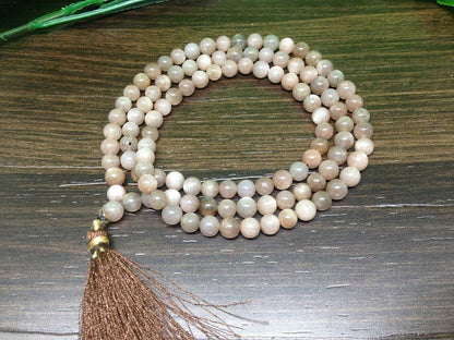 Sunstone Gemstone Mala, 108 Prayer Bead Mala.