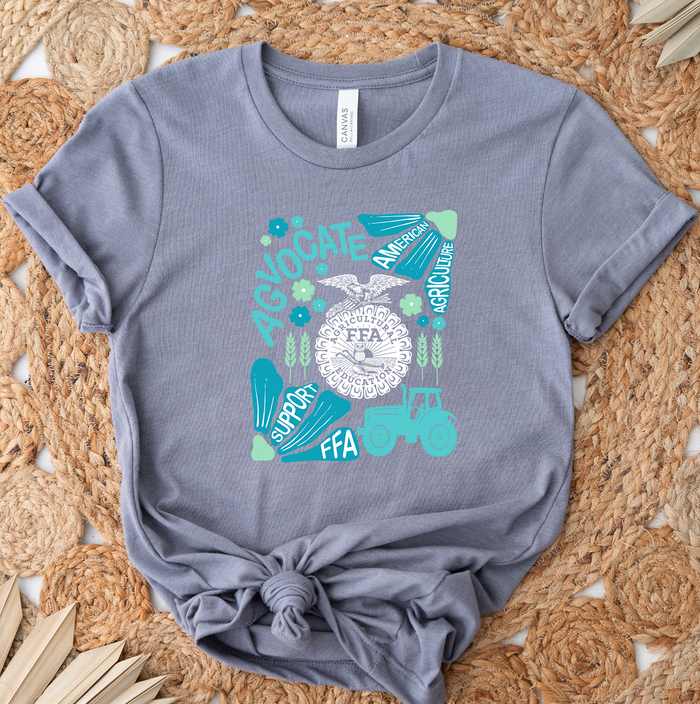 Support FFA Floral Blue- Bella Canvas T-Shirt