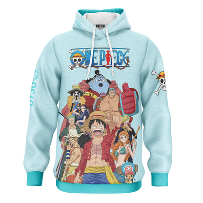 Sweat capuche- One piece fishman straw hat crew turquoise
