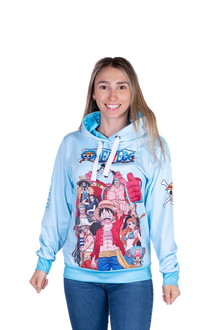 Sweat capuche- One piece fishman straw hat crew turquoise