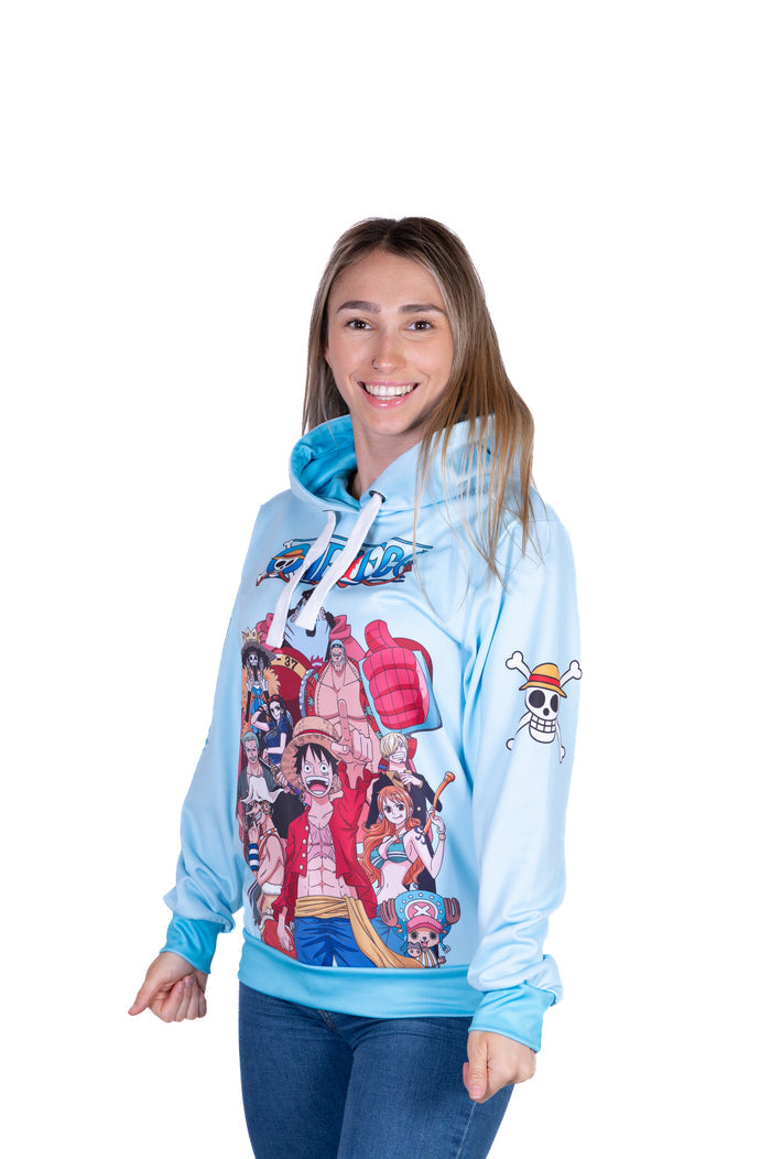Sweat capuche- One piece fishman straw hat crew turquoise