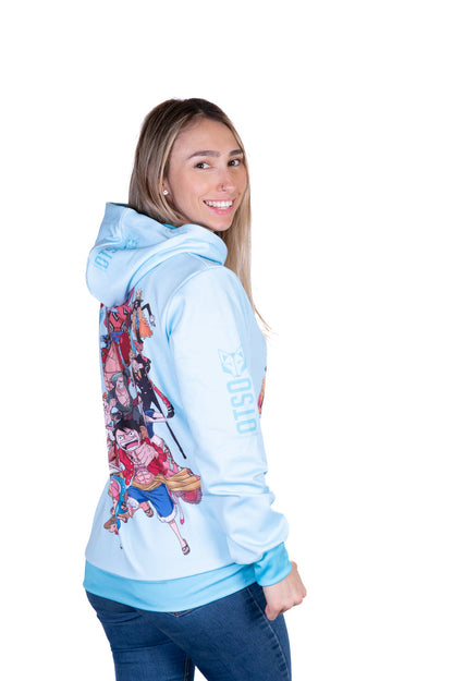 Sweat capuche- One piece fishman straw hat crew turquoise