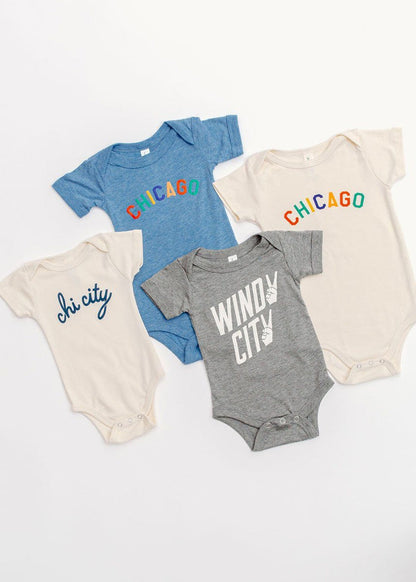 Sweet Home Chicago Onesie - Columbia Blue