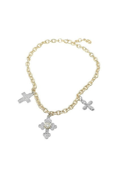 Sweetest Story Ever Triple Cross Necklace-Cute-Trendy-Shop-Womens-Boutique-Clothing-Store