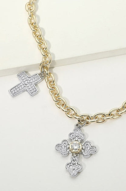 Sweetest Story Ever Triple Cross Necklace-Cute-Trendy-Shop-Womens-Boutique-Clothing-Store