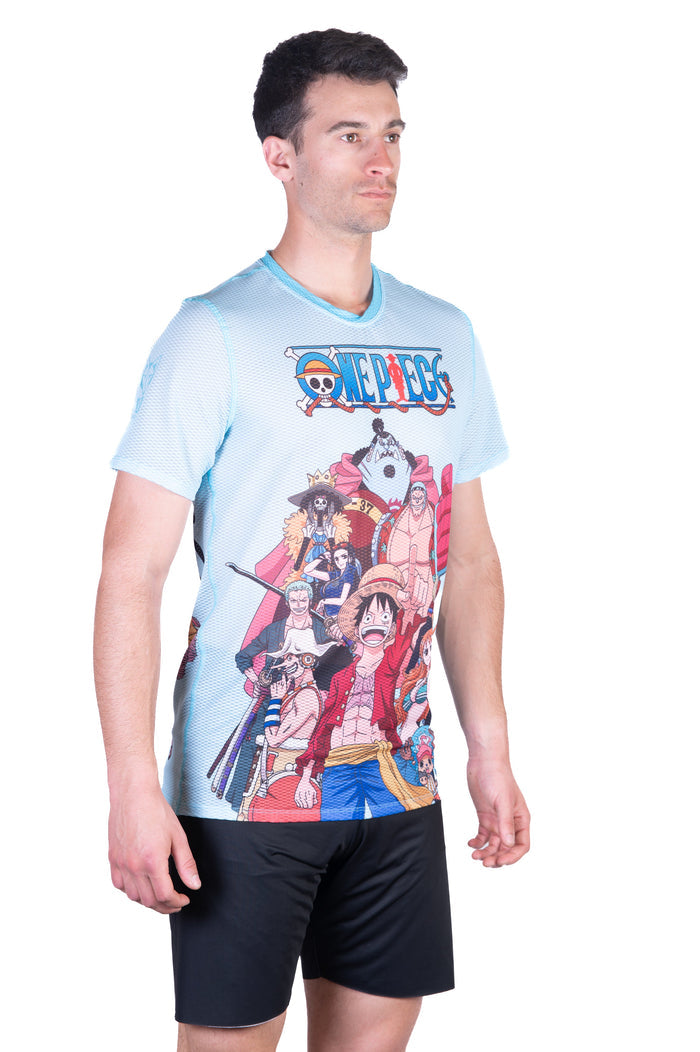 T-Shirt Homme manches courtes - One piece fishman straw hat crew turquoise