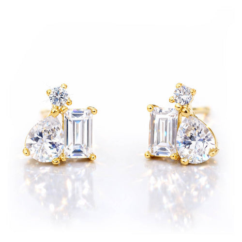Tai Jewelry - Pear, Baguette, And Tiny CZ Cluster Studs