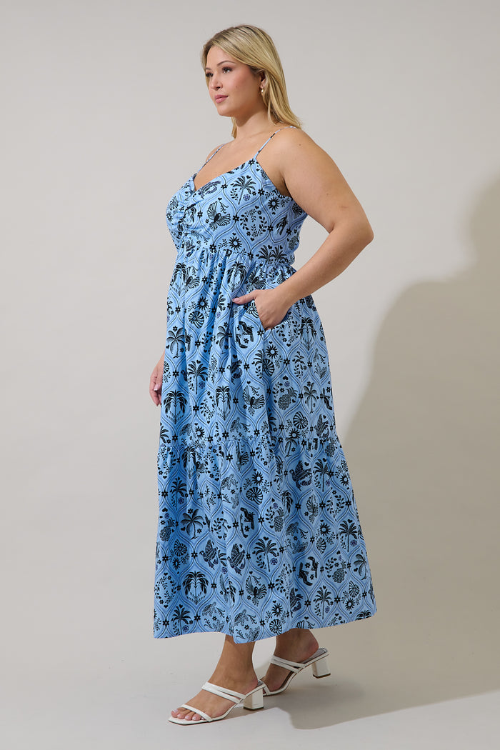 Tamer Ruched Midi Dress Feiry Tropics Curve