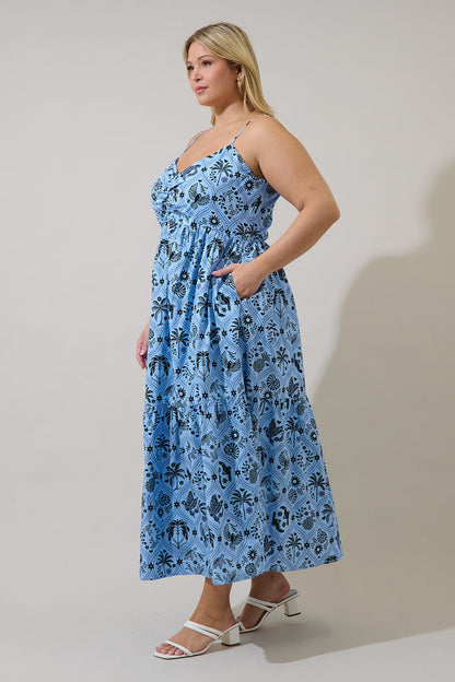 Tamer Ruched Midi Dress Feiry Tropics Curve
