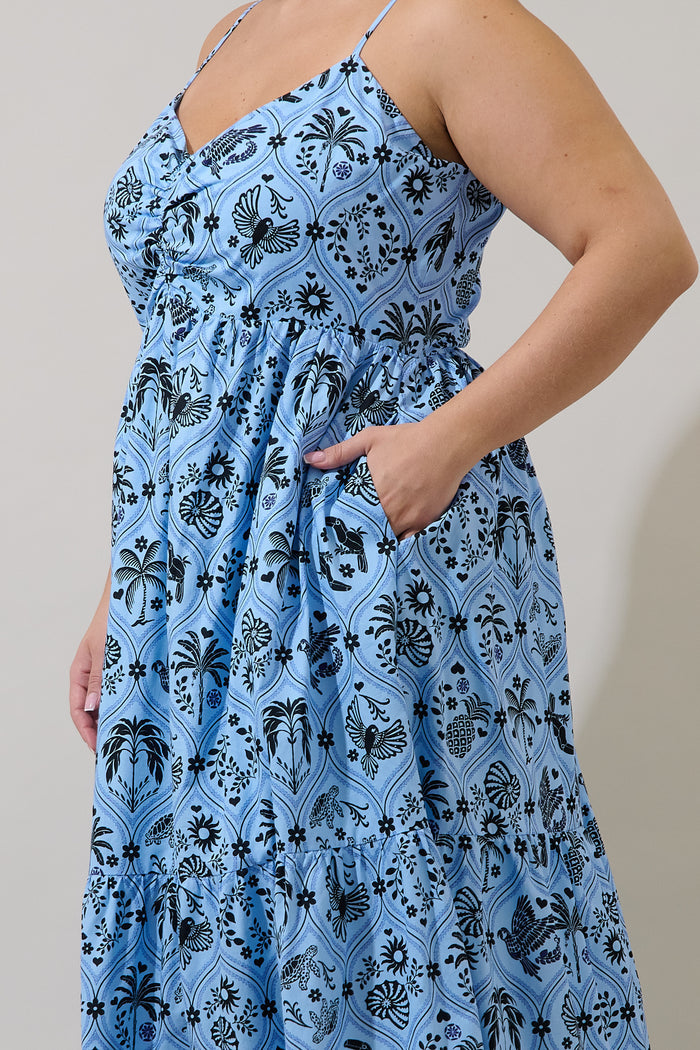 Tamer Ruched Midi Dress Feiry Tropics Curve