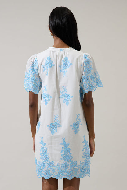 Tannia Embroidered Shift Mini Dress