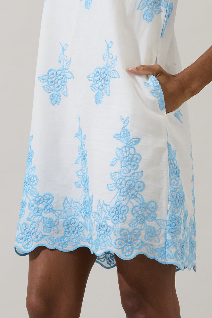 Tannia Embroidered Shift Mini Dress