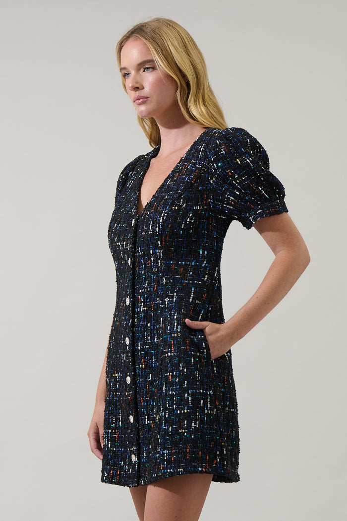 Tarran Tweed Button Down Mini Dress