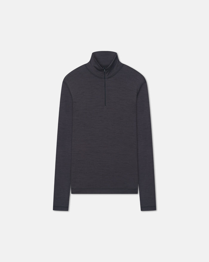 Tenoch - Melange Wool Jersey Turtleneck Top - Grey Melange