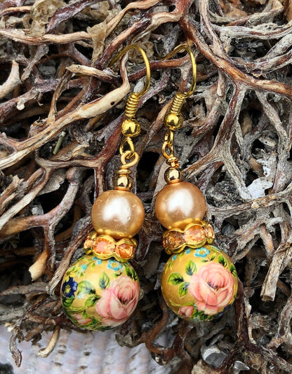 Tensha Bead and Crystal Earrings