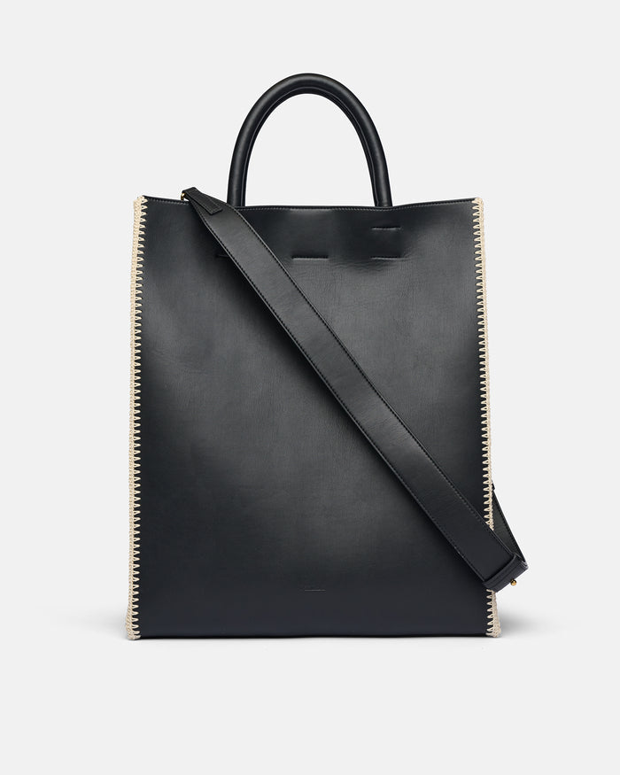 The Compass Tote - Crochet tote bag - Black/Creme