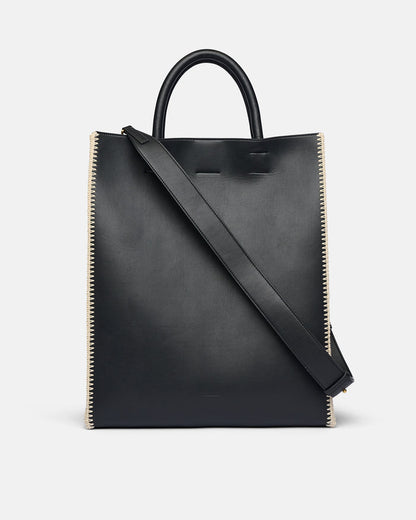 The Compass Tote - Crochet tote bag - Black/Creme