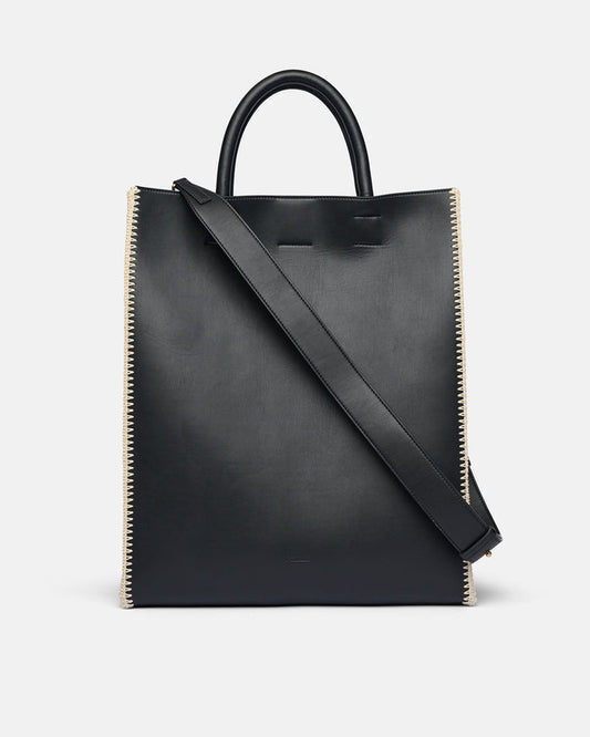 The Compass Tote - Crochet tote bag - Black/Creme