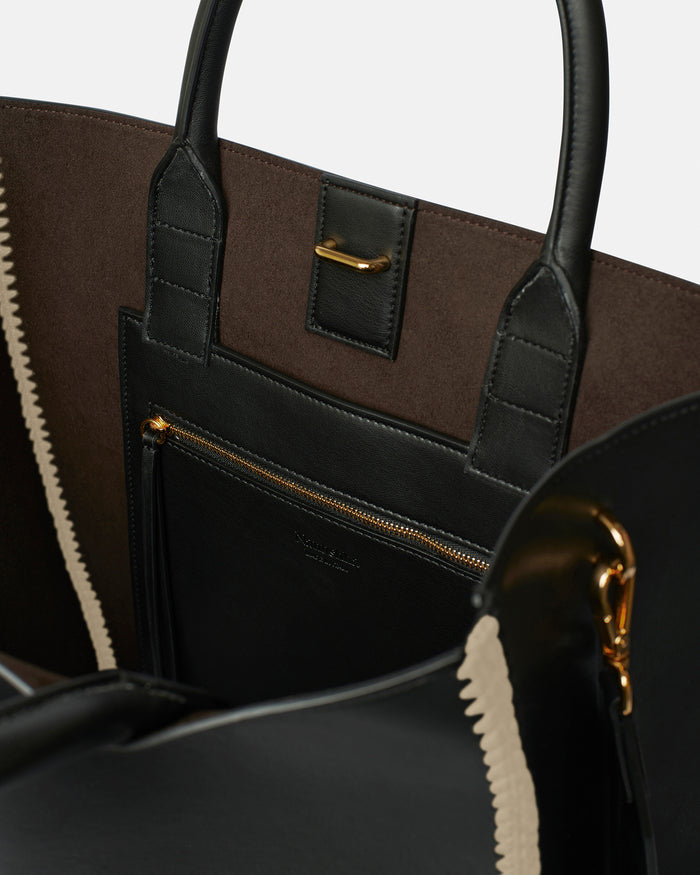 The Compass Tote - Crochet tote bag - Black/Creme
