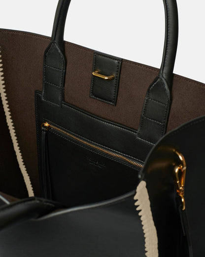 The Compass Tote - Crochet tote bag - Black/Creme