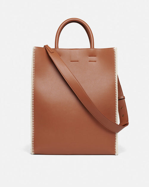 The Compass Tote - Crochet tote bag - Tan/Crème