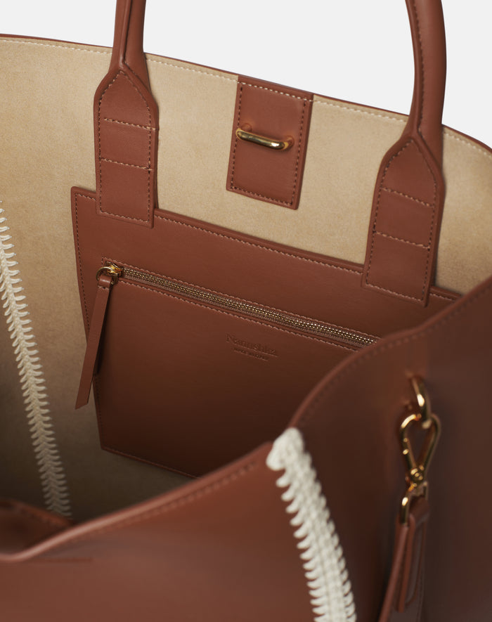 The Compass Tote - Crochet tote bag - Tan/Crème
