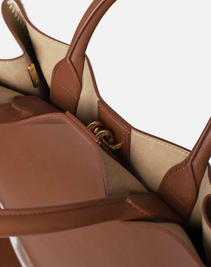 The Compass Tote - Crochet tote bag - Tan/Crème