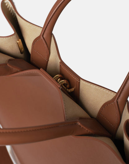 The Compass Tote - Crochet tote bag - Tan/Crème