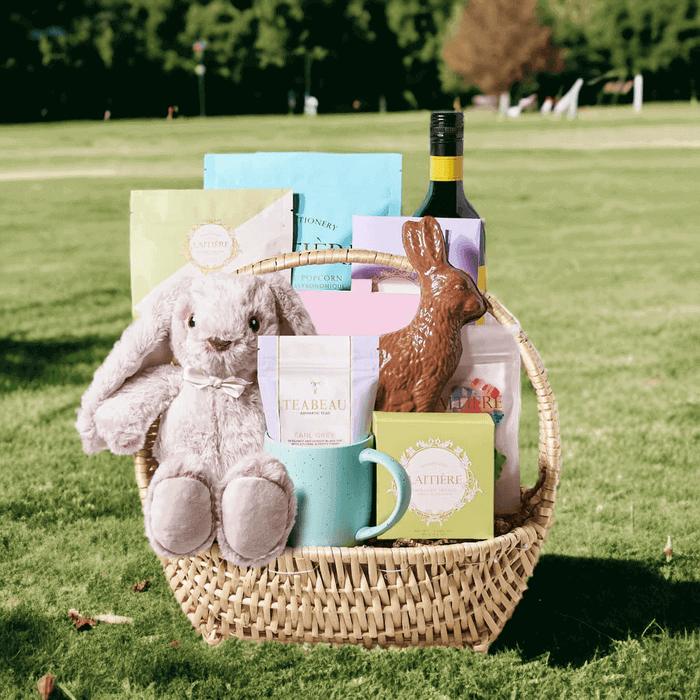 The Easter Bunny Gift Basket is made especially for adults after chasing down errant eggs all day.