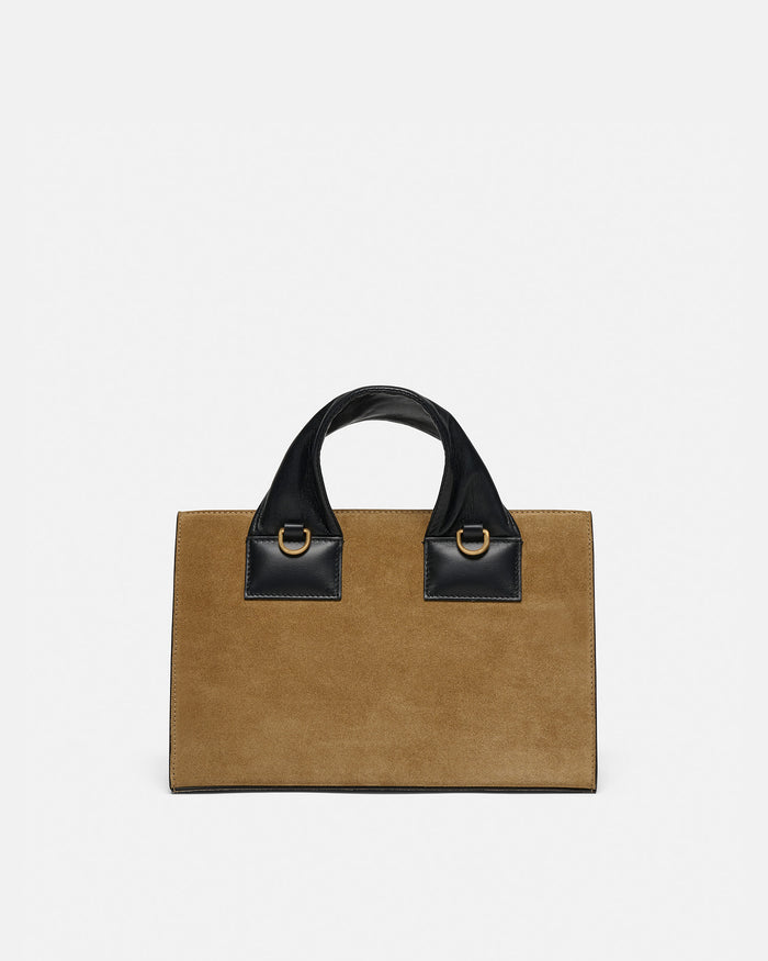 The SANDI Lock - Top handle bag - Brown Suede