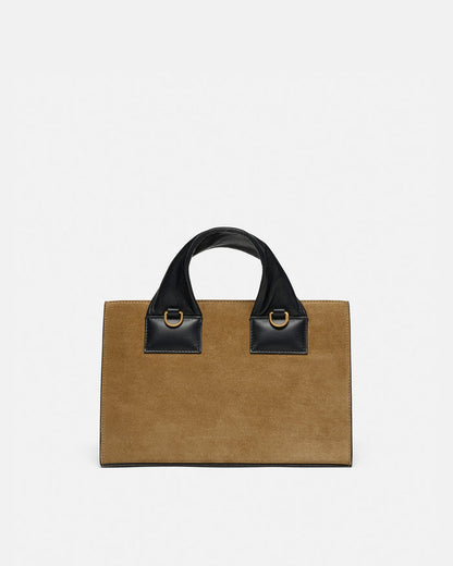 The SANDI Lock - Top handle bag - Brown Suede