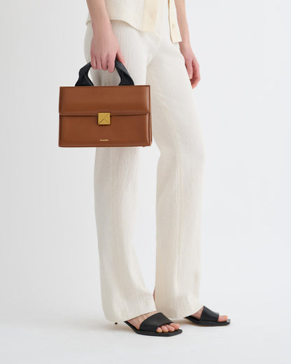 The SANDI Lock - Top handle bag - Tan