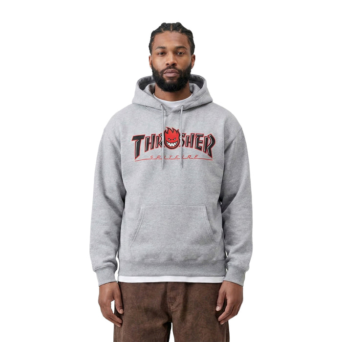 Thrasher X Spitfire Big Head Outline Hoodie Ash Grey