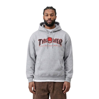 Thrasher X Spitfire Big Head Outline Hoodie Ash Grey