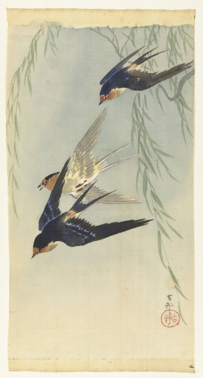 Three Birds in Full Flight by Ohara Koson, 1887