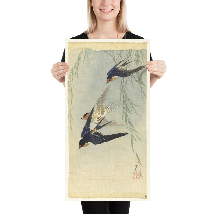 Three Birds in Full Flight by Ohara Koson, 1887